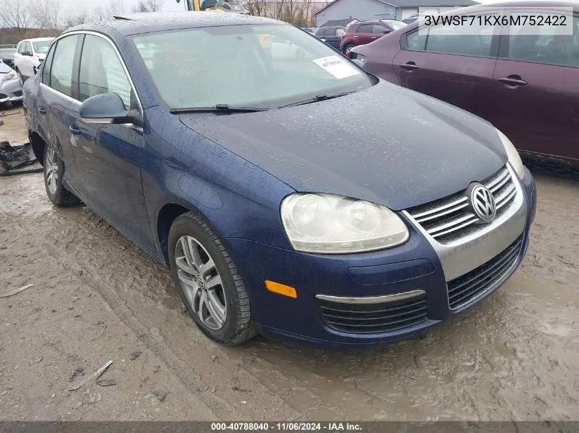 2006 Volkswagen Jetta 2.5 VIN: 3VWSF71KX6M752422 Lot: 40788040