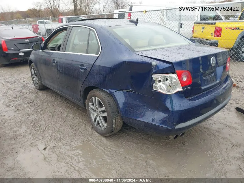 2006 Volkswagen Jetta 2.5 VIN: 3VWSF71KX6M752422 Lot: 40788040