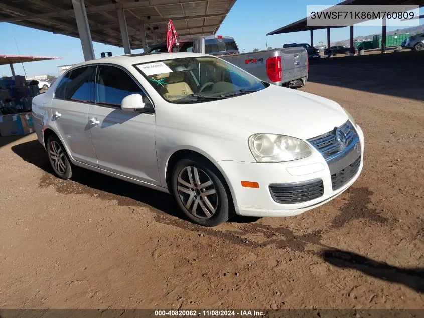 2006 Volkswagen Jetta 2.5 VIN: 3VWSF71K86M760809 Lot: 40820062