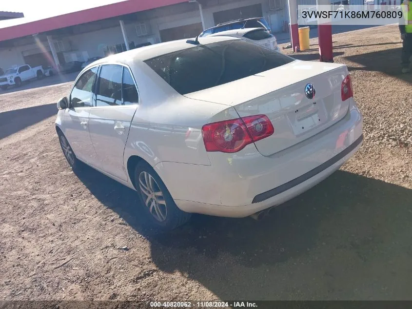 2006 Volkswagen Jetta 2.5 VIN: 3VWSF71K86M760809 Lot: 40820062