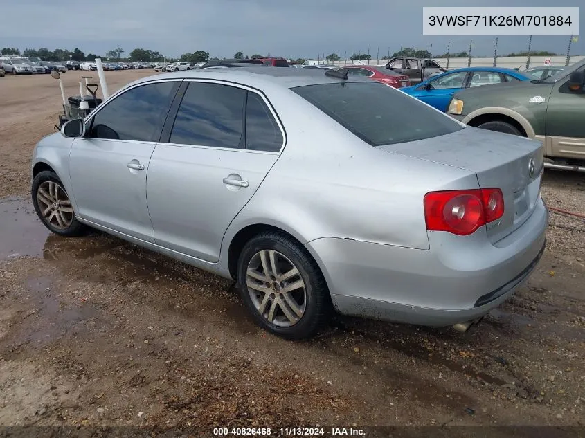 2006 Volkswagen Jetta 2.5 VIN: 3VWSF71K26M701884 Lot: 40826468