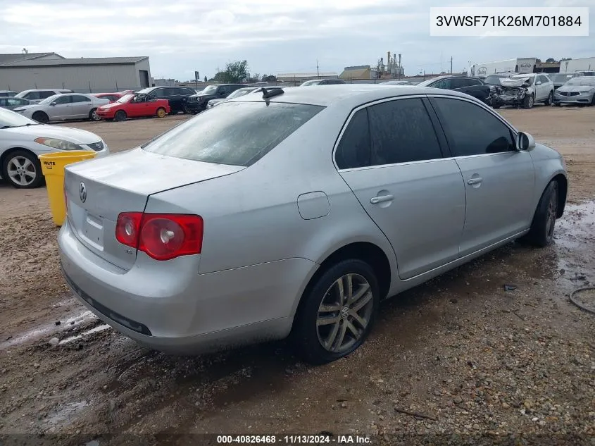 2006 Volkswagen Jetta 2.5 VIN: 3VWSF71K26M701884 Lot: 40826468