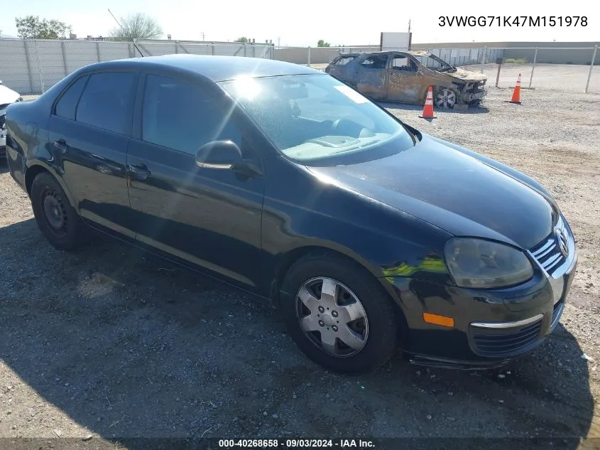 2007 Volkswagen Jetta VIN: 3VWGG71K47M151978 Lot: 40268658