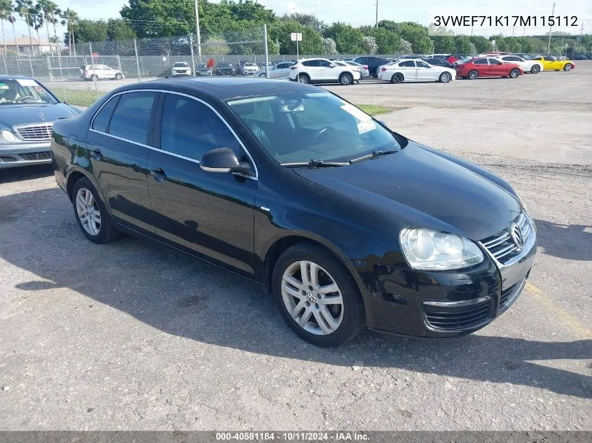 2007 Volkswagen Jetta Wolfsburg Edition VIN: 3VWEF71K17M115112 Lot: 40581184