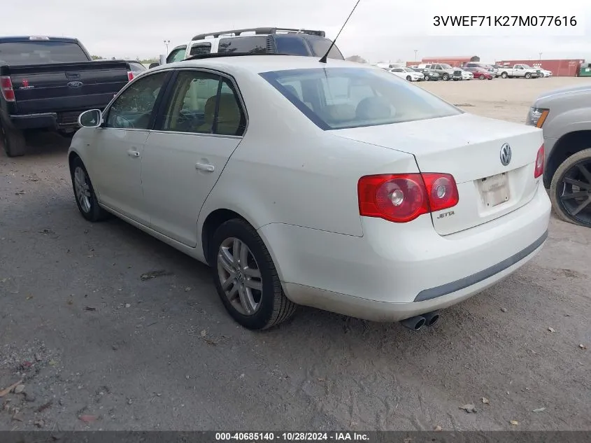 2007 Volkswagen Jetta Wolfsburg Edition VIN: 3VWEF71K27M077616 Lot: 40685140