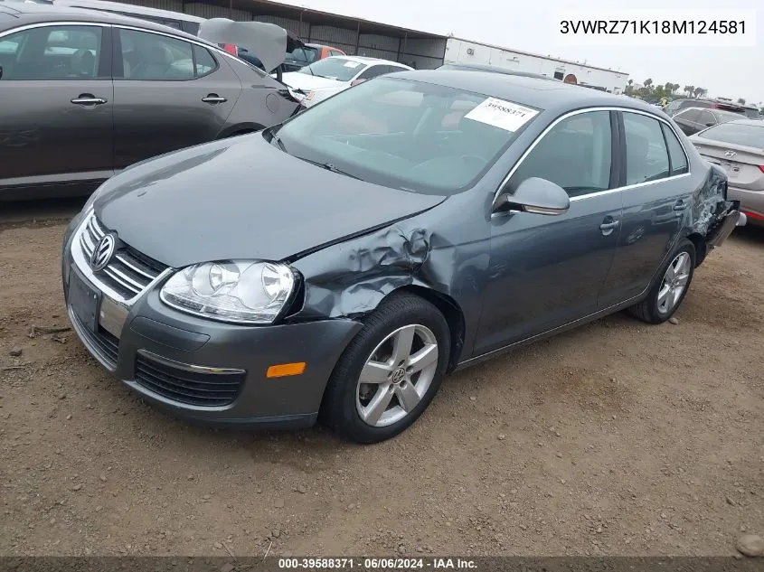 2008 Volkswagen Jetta Se VIN: 3VWRZ71K18M124581 Lot: 39588371