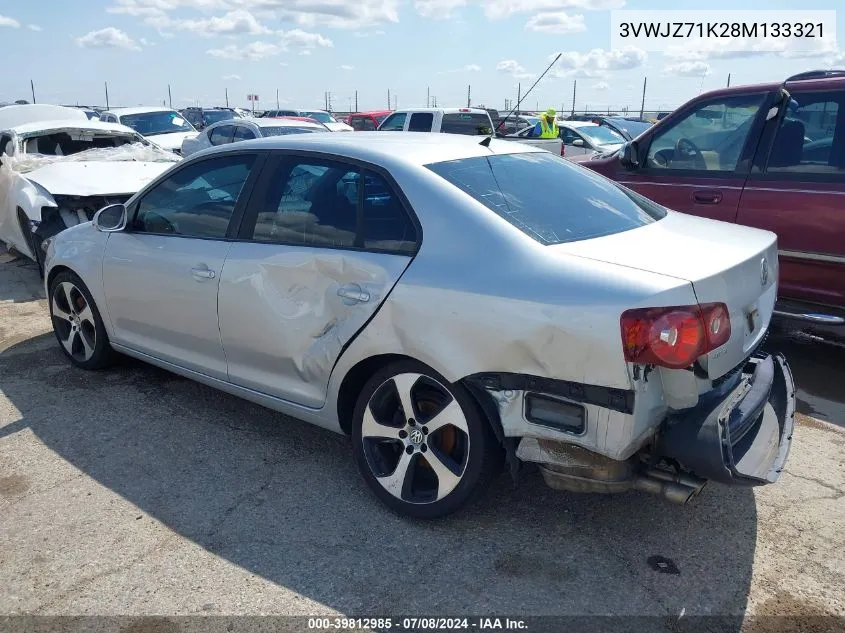 2008 Volkswagen Jetta S VIN: 3VWJZ71K28M133321 Lot: 39812985