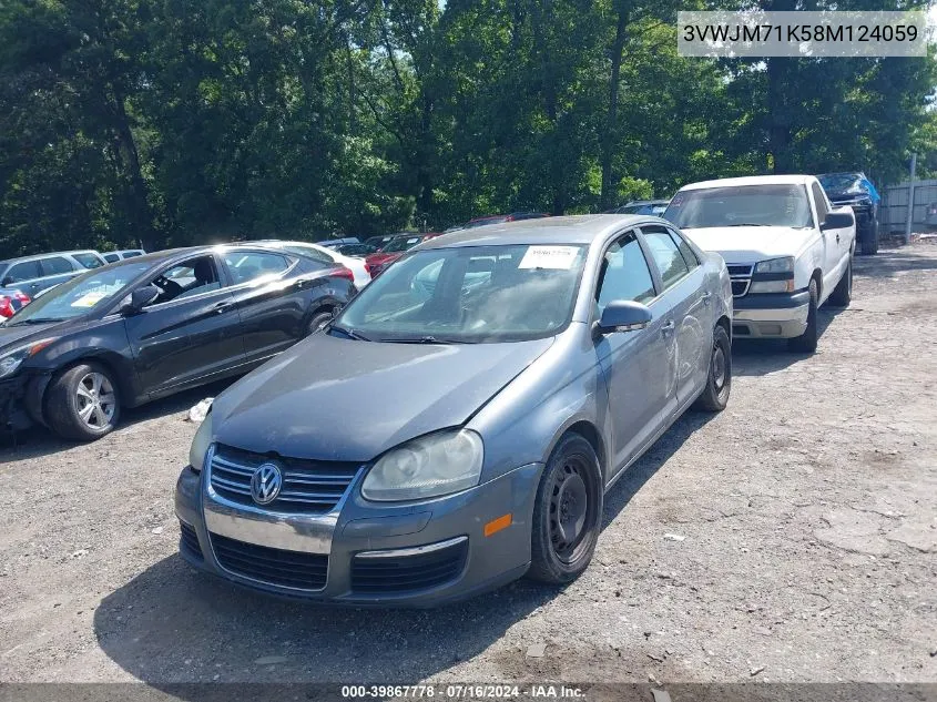 2008 Volkswagen Jetta S VIN: 3VWJM71K58M124059 Lot: 39867778