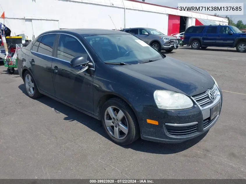 2008 Volkswagen Jetta Se/Sel VIN: 3VWRM71K38M137685 Lot: 39923920