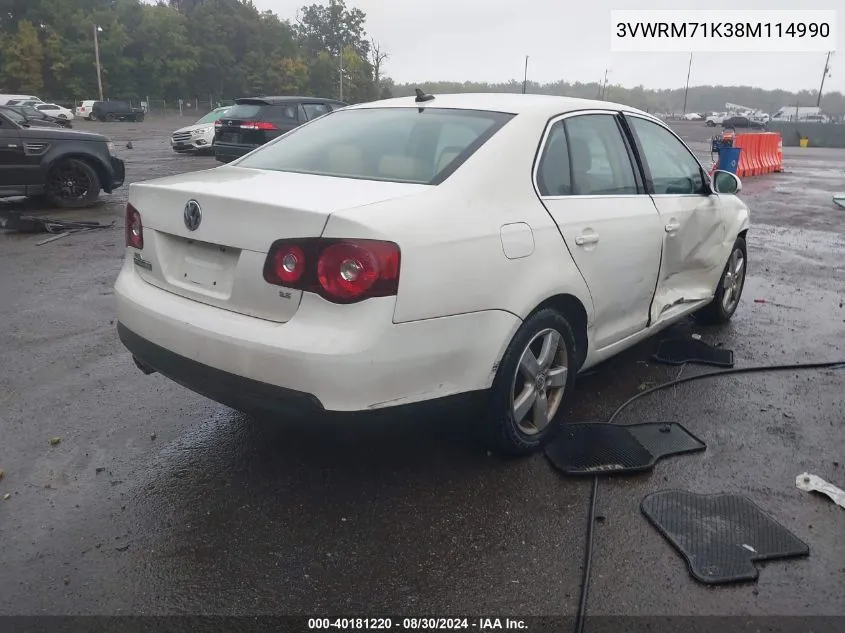 3VWRM71K38M114990 2008 Volkswagen Jetta Se/Sel