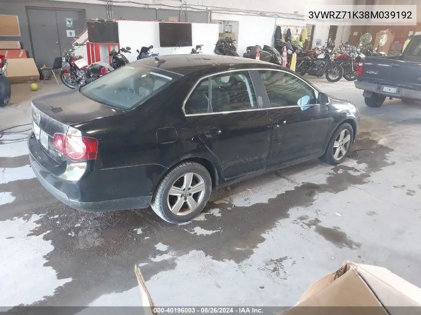 3VWRZ71K38M039192 2008 Volkswagen Jetta Se/Sel