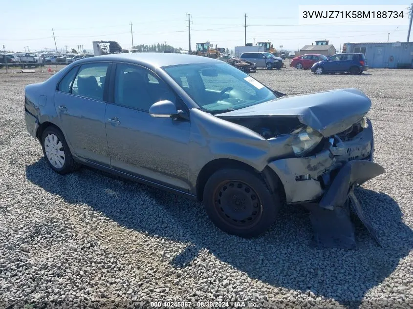 3VWJZ71K58M188734 2008 Volkswagen Jetta S