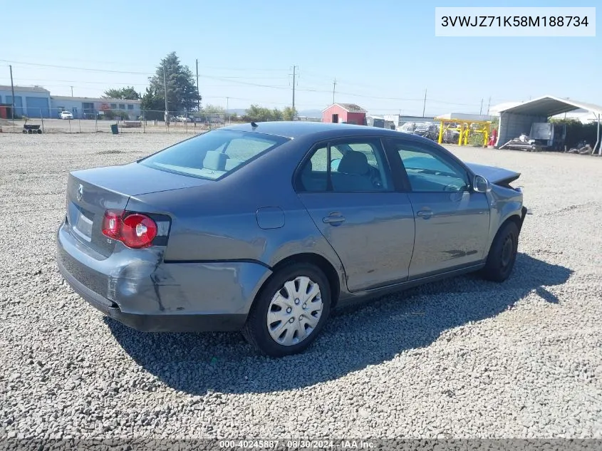 3VWJZ71K58M188734 2008 Volkswagen Jetta S