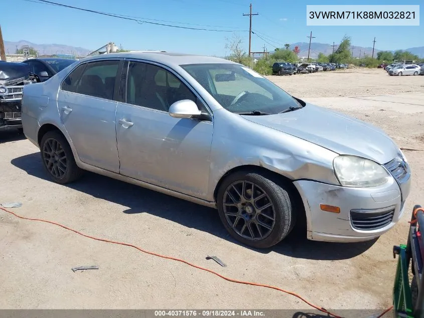 2008 Volkswagen Jetta Se/Sel VIN: 3VWRM71K88M032821 Lot: 40371576