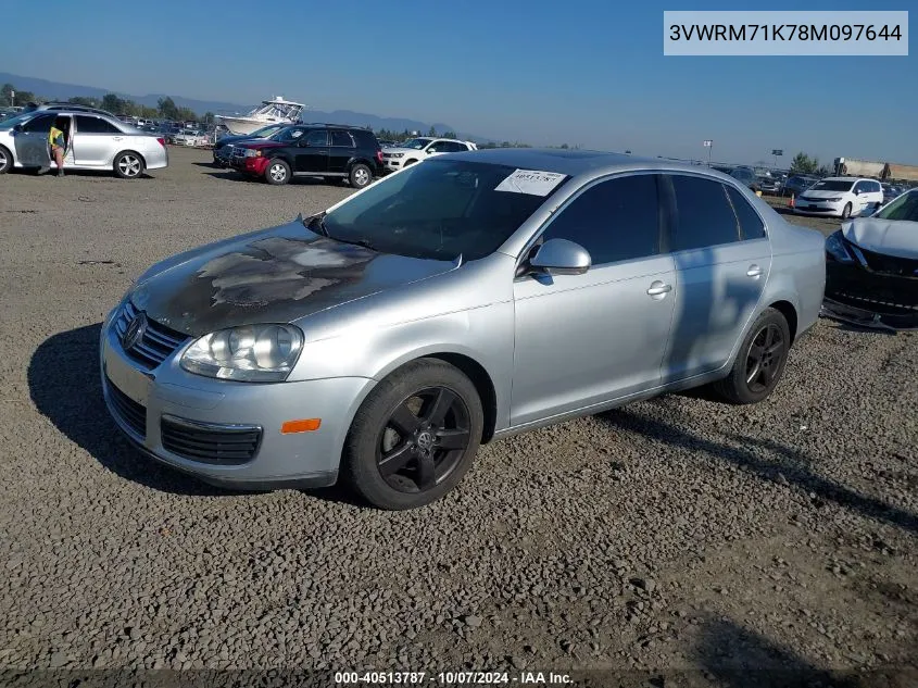 2008 Volkswagen Jetta Se/Sel VIN: 3VWRM71K78M097644 Lot: 40513787