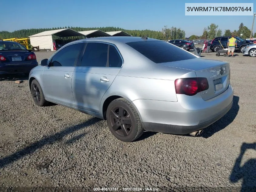 2008 Volkswagen Jetta Se/Sel VIN: 3VWRM71K78M097644 Lot: 40513787