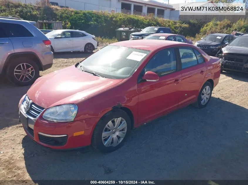 2008 Volkswagen Jetta S VIN: 3VWJM71K08M068824 Lot: 40604259