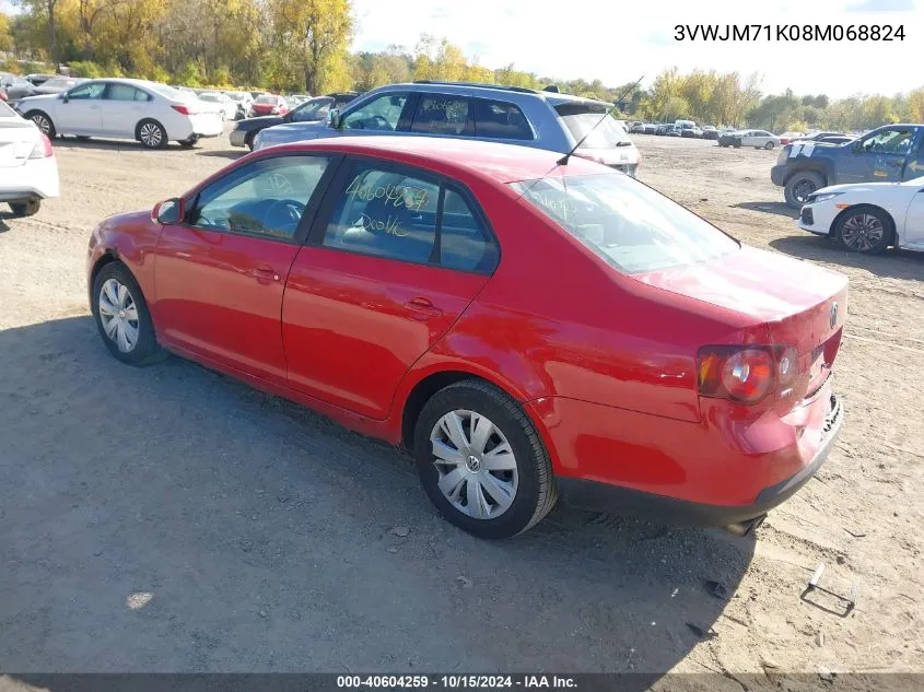 2008 Volkswagen Jetta S VIN: 3VWJM71K08M068824 Lot: 40604259