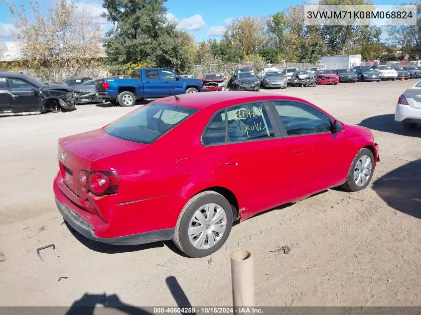 2008 Volkswagen Jetta S VIN: 3VWJM71K08M068824 Lot: 40604259