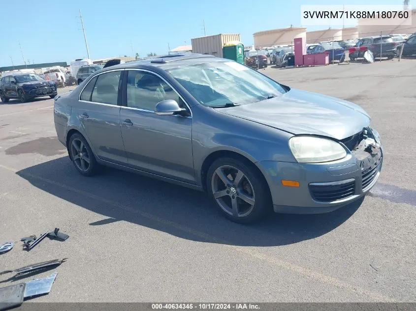 2008 Volkswagen Jetta Se/Sel VIN: 3VWRM71K88M180760 Lot: 40634345