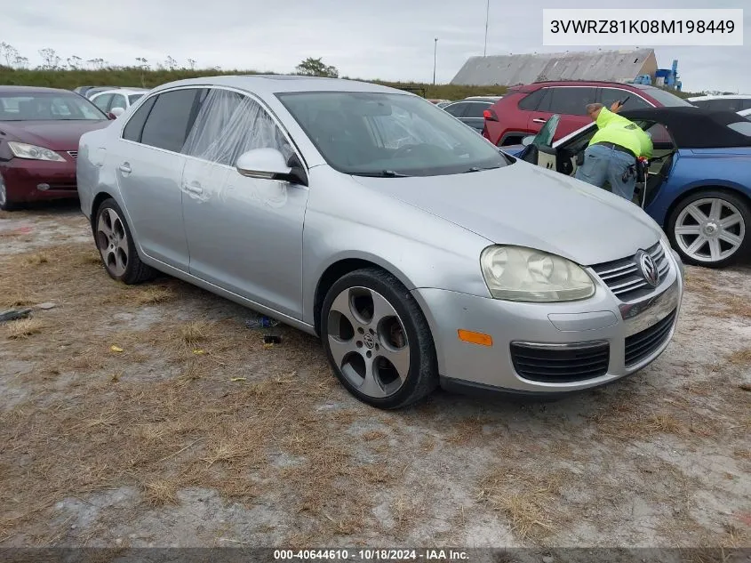 2008 Volkswagen Jetta Se/Sel VIN: 3VWRZ81K08M198449 Lot: 40644610