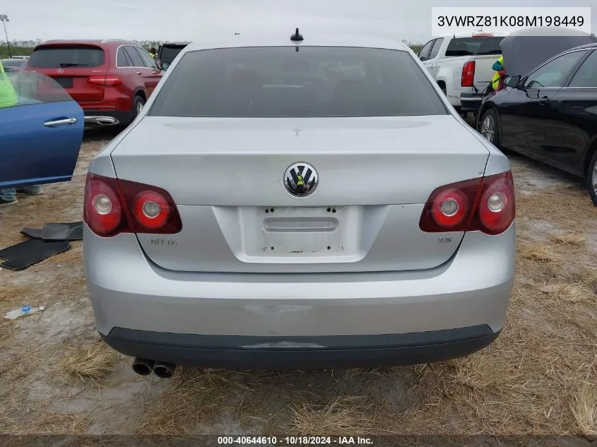 2008 Volkswagen Jetta Se/Sel VIN: 3VWRZ81K08M198449 Lot: 40644610