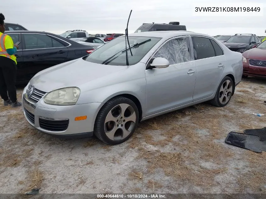 2008 Volkswagen Jetta Se/Sel VIN: 3VWRZ81K08M198449 Lot: 40644610