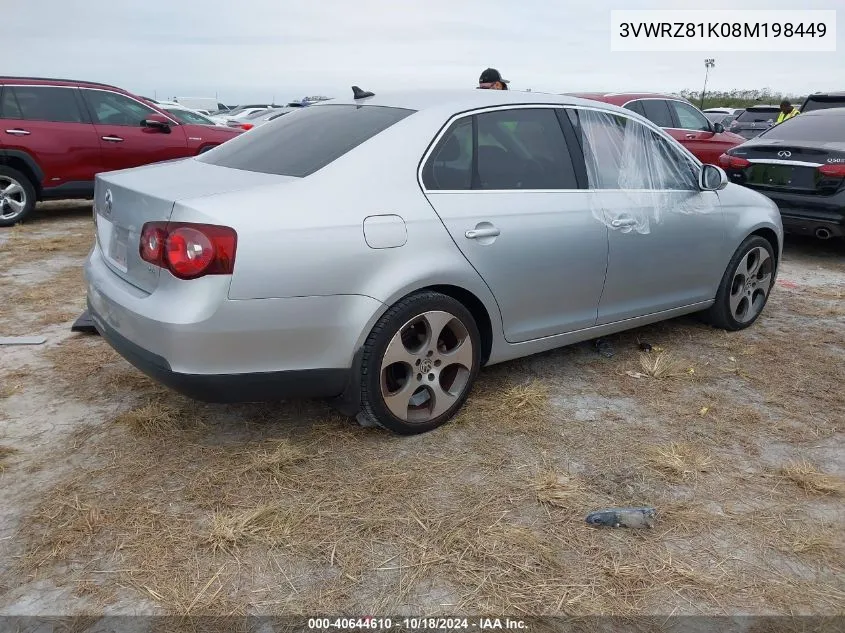 2008 Volkswagen Jetta Se/Sel VIN: 3VWRZ81K08M198449 Lot: 40644610