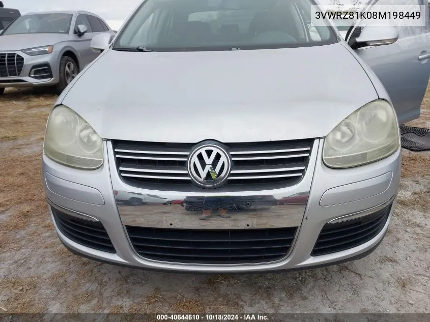 2008 Volkswagen Jetta Se/Sel VIN: 3VWRZ81K08M198449 Lot: 40644610