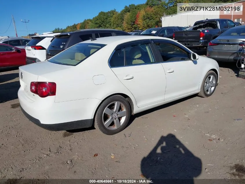 2008 Volkswagen Jetta Se/Sel VIN: 3VWRZ71K28M032198 Lot: 40645661