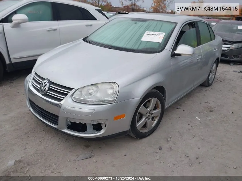 2008 Volkswagen Jetta Se/Sel VIN: 3VWRM71K48M154415 Lot: 40690273