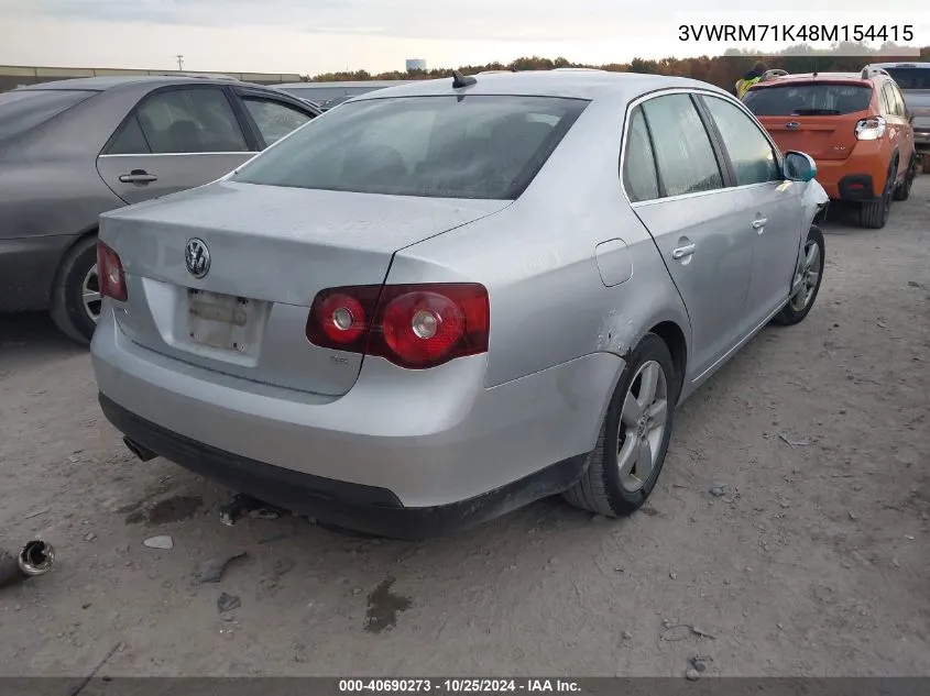 2008 Volkswagen Jetta Se/Sel VIN: 3VWRM71K48M154415 Lot: 40690273