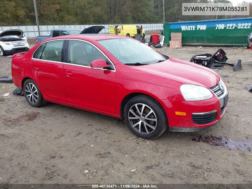 2008 Volkswagen Jetta Se/Sel VIN: 3VWRM71K78M055281 Lot: 40735471