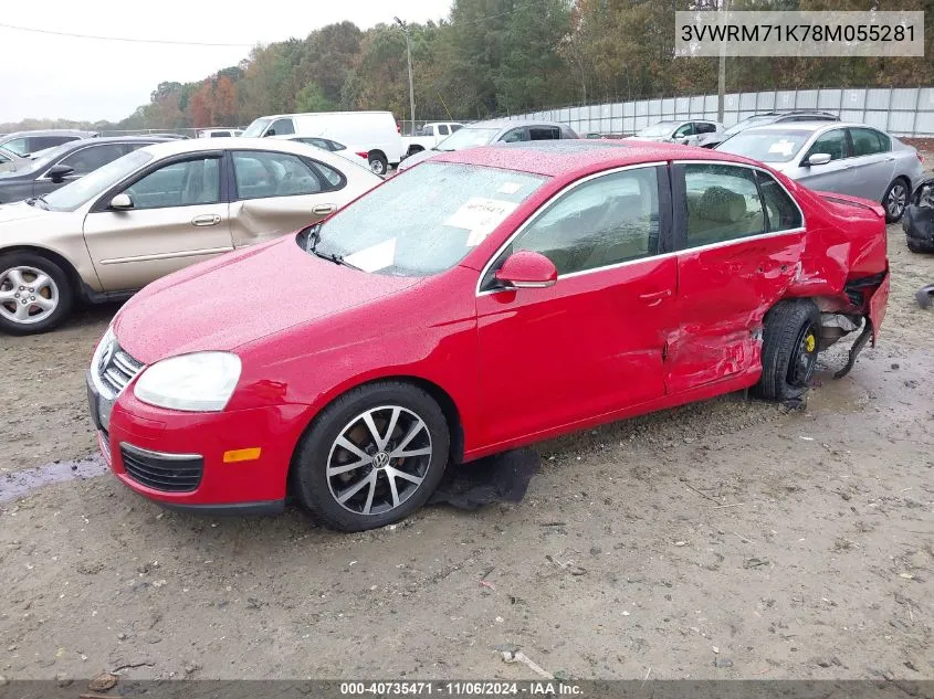 2008 Volkswagen Jetta Se/Sel VIN: 3VWRM71K78M055281 Lot: 40735471