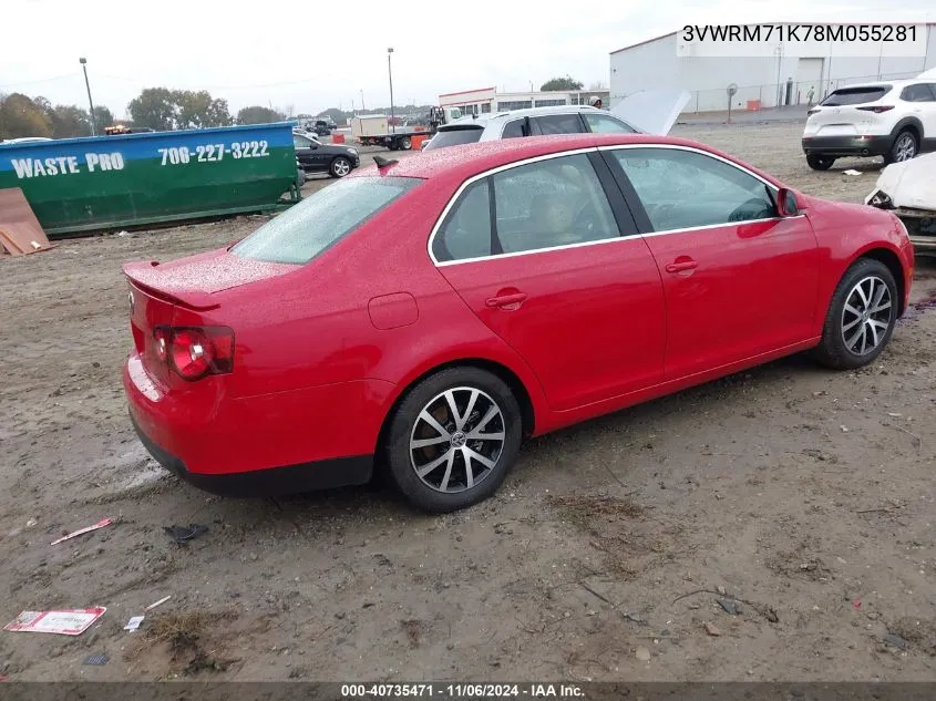 2008 Volkswagen Jetta Se/Sel VIN: 3VWRM71K78M055281 Lot: 40735471