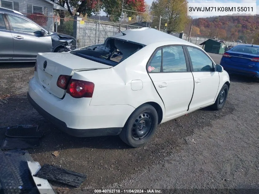 2008 Volkswagen Jetta S VIN: 3VWJM71K08M155011 Lot: 40752718