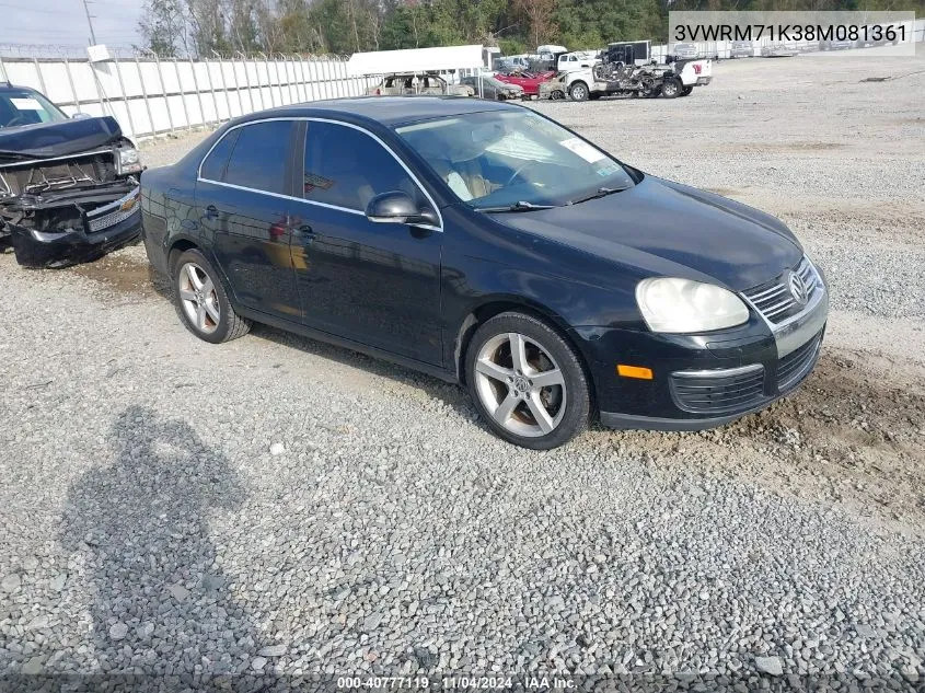 2008 Volkswagen Jetta Se/Sel VIN: 3VWRM71K38M081361 Lot: 40777119