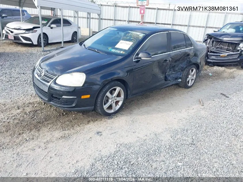 2008 Volkswagen Jetta Se/Sel VIN: 3VWRM71K38M081361 Lot: 40777119