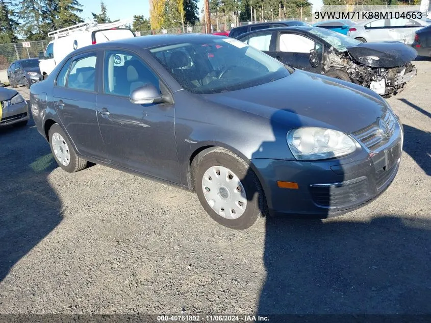 2008 Volkswagen Jetta S VIN: 3VWJM71K88M104663 Lot: 40781892