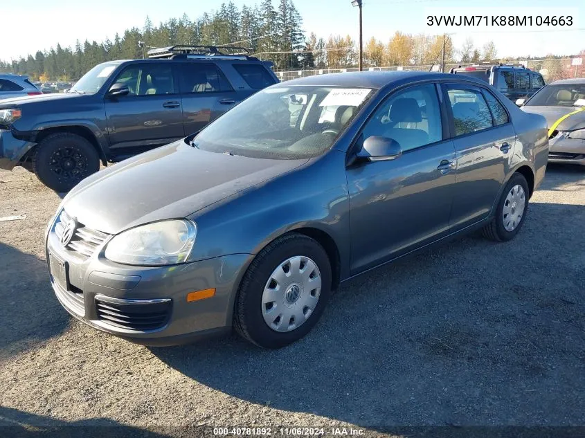 2008 Volkswagen Jetta S VIN: 3VWJM71K88M104663 Lot: 40781892