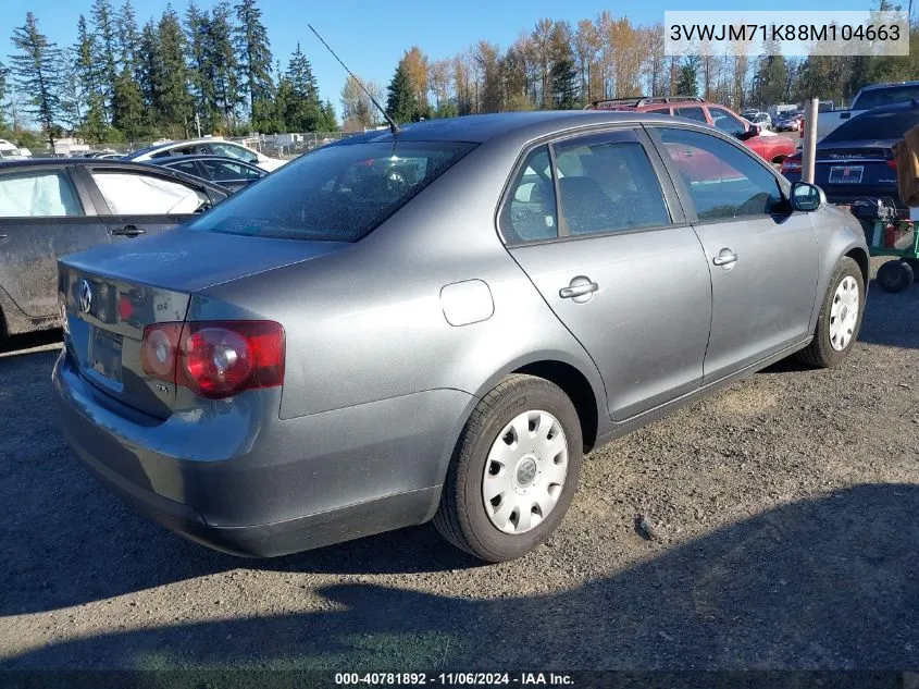 2008 Volkswagen Jetta S VIN: 3VWJM71K88M104663 Lot: 40781892