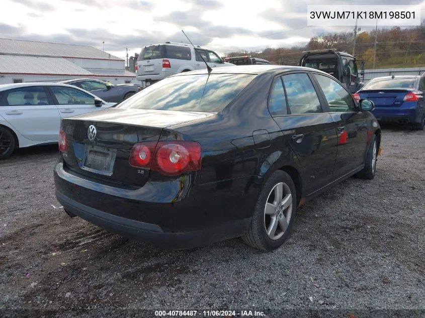 2008 Volkswagen Jetta S VIN: 3VWJM71K18M198501 Lot: 40784487