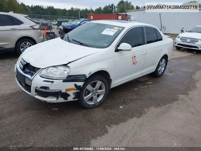 2008 Volkswagen Jetta Se/Sel VIN: 3VWRM71K28M003718 Lot: 40786462