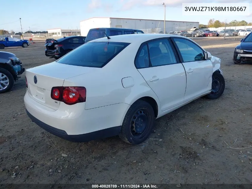 2008 Volkswagen Jetta S VIN: 3VWJZ71K98M180667 Lot: 40828789