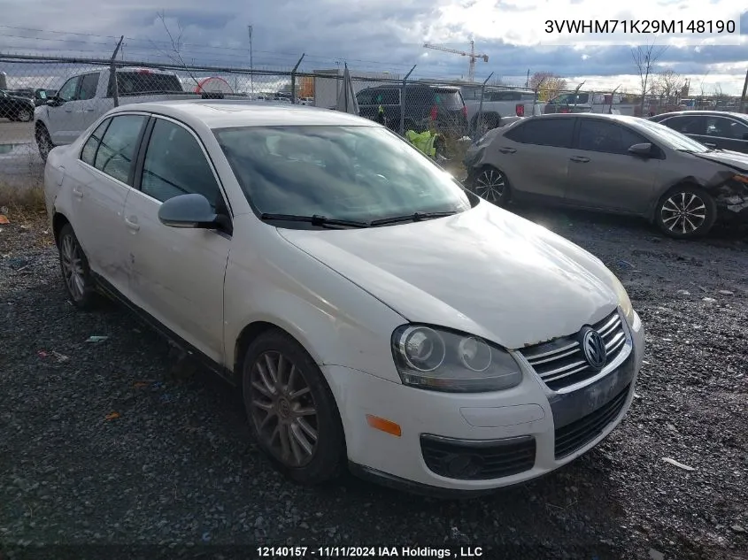 2009 Volkswagen Jetta Sedan VIN: 3VWHM71K29M148190 Lot: 12140157