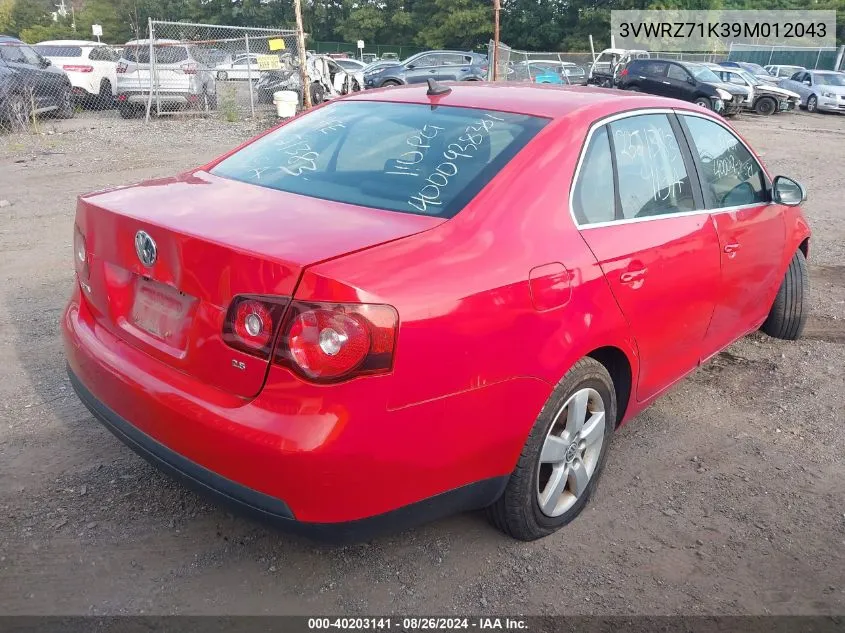 2009 Volkswagen Jetta Se/Sel VIN: 3VWRZ71K39M012043 Lot: 40203141