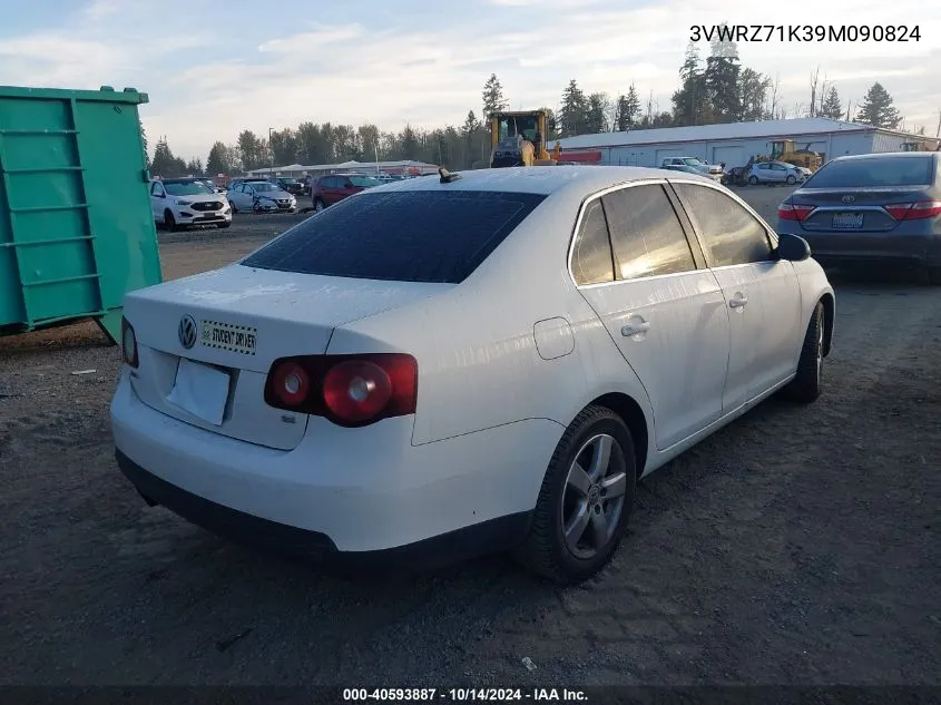 2009 Volkswagen Jetta Se/Sel VIN: 3VWRZ71K39M090824 Lot: 40593887