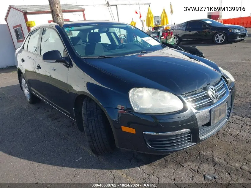 2009 Volkswagen Jetta S VIN: 3VWJZ71K69M139916 Lot: 40688762