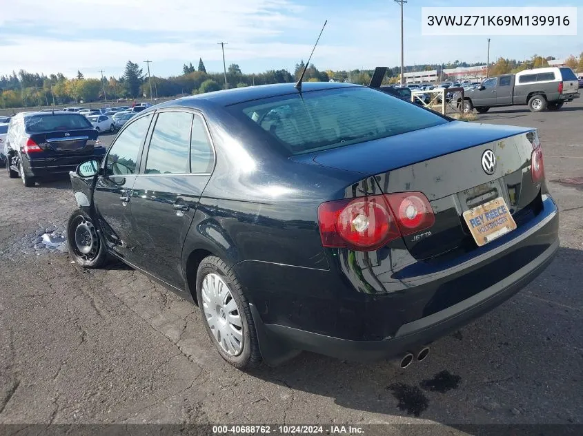 2009 Volkswagen Jetta S VIN: 3VWJZ71K69M139916 Lot: 40688762