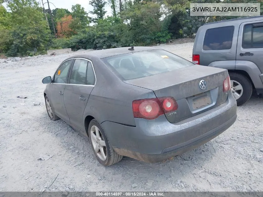 2010 Volkswagen Jetta Tdi VIN: 3VWRL7AJ2AM116925 Lot: 40114597